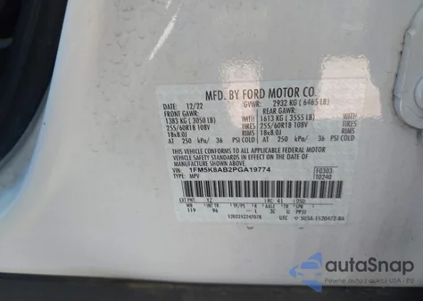 2023 Ford Police Interceptor from USA, damaged, VIN 1FM5K8AB2PGA19774